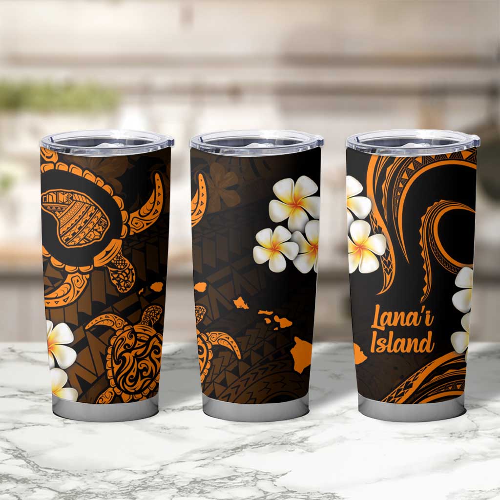 Hawaii Lanai Islands Pacific Plumeria Tumbler Cup Gold Polynesian Tattoo LT9 - Polynesian Pride