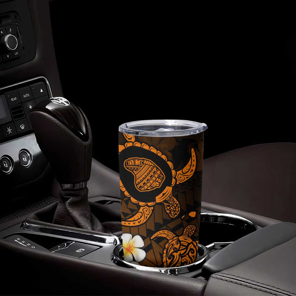 Hawaii Lanai Islands Pacific Plumeria Tumbler Cup Gold Polynesian Tattoo LT9 - Polynesian Pride