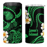Hawaii Lanaʻi Islands Pacific Plumeria 4 in 1 Can Cooler Tumbler Green Polynesian Tattoo