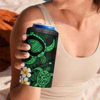 Hawaii Lanaʻi Islands Pacific Plumeria 4 in 1 Can Cooler Tumbler Green Polynesian Tattoo