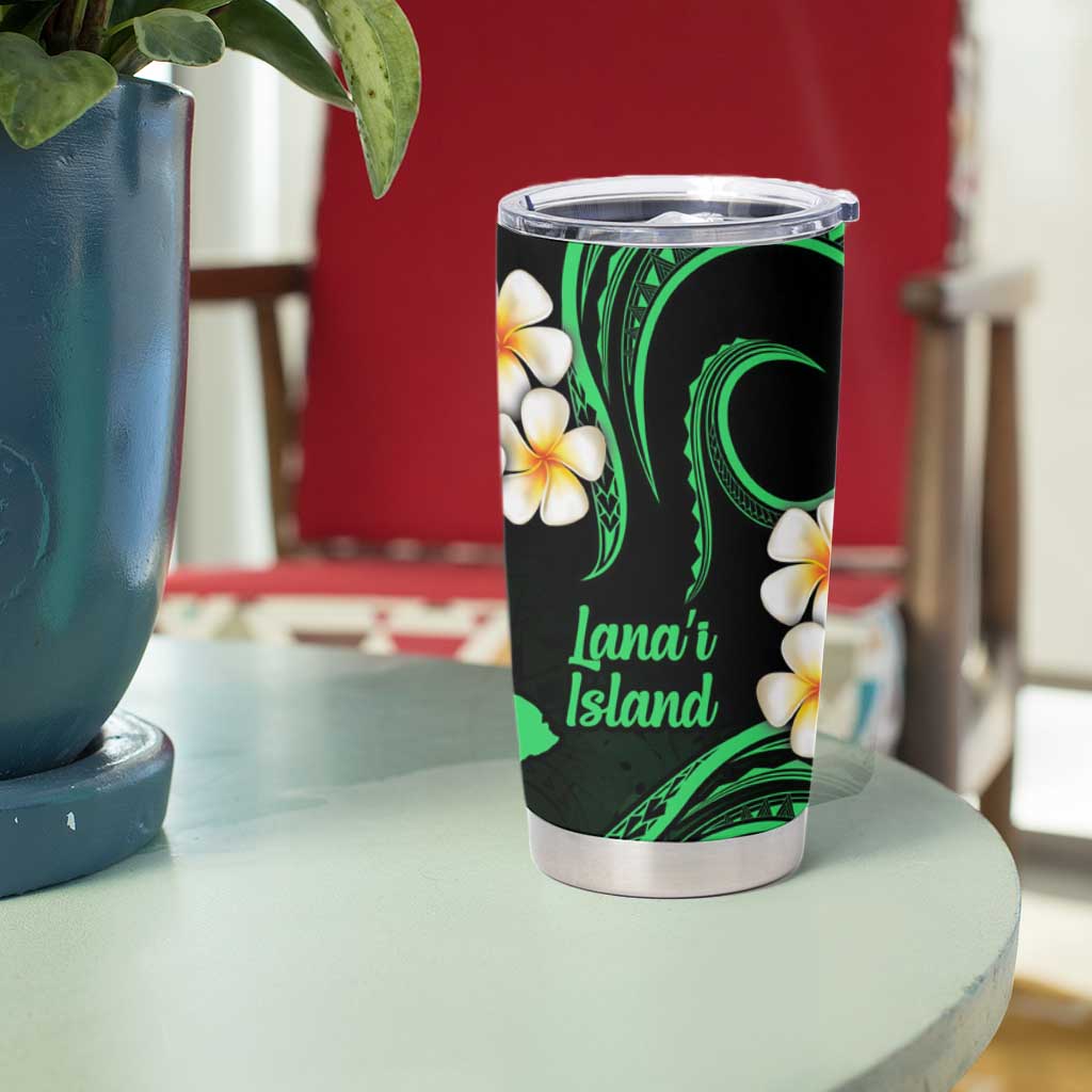 Hawaii Lanai Islands Pacific Plumeria Tumbler Cup Green Polynesian Tattoo LT9 - Polynesian Pride