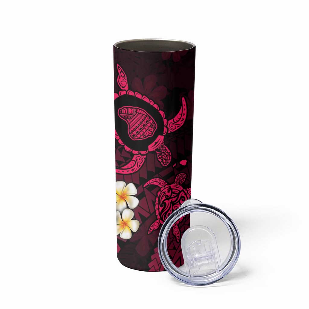 Hawaii Lanaʻi Islands Pacific Plumeria Skinny Tumbler Pink Polynesian Tattoo