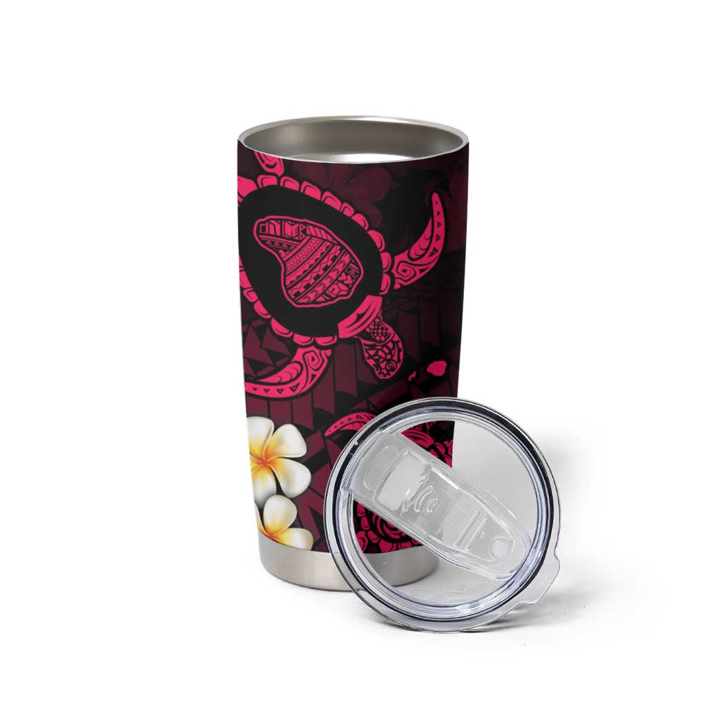 Hawaii Lanai Islands Pacific Plumeria Tumbler Cup Pink Polynesian Tattoo LT9 - Polynesian Pride