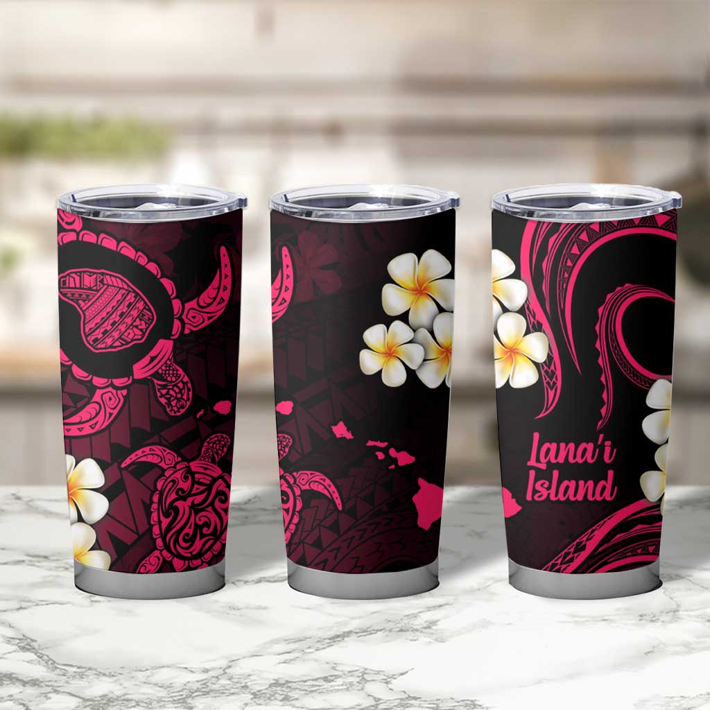 Hawaii Lanai Islands Pacific Plumeria Tumbler Cup Pink Polynesian Tattoo LT9 - Polynesian Pride