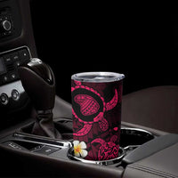 Hawaii Lanai Islands Pacific Plumeria Tumbler Cup Pink Polynesian Tattoo LT9 - Polynesian Pride