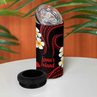 Hawaii Lanaʻi Islands Pacific Plumeria 4 in 1 Can Cooler Tumbler Red Polynesian Tattoo