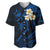 Hawaii Baseball Jersey Kauai Islands Polynesian Sunset Plumeria LT9 Blue - Polynesian Pride