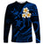 Hawaii Long Sleeve Shirt Kauai Islands Polynesian Sunset Plumeria LT9 Unisex Blue - Polynesian Pride