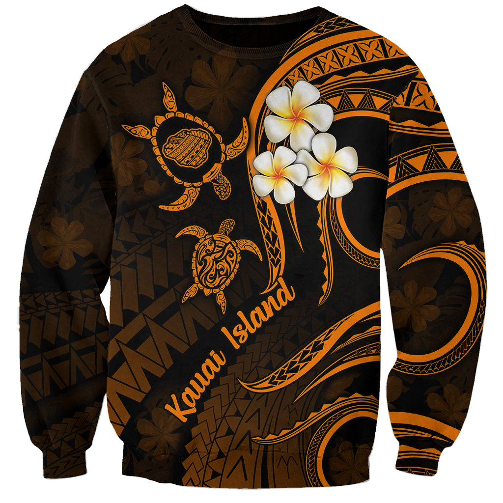 Hawaii Sweatshirt Kauai Islands Polynesian Sunset Plumeria Gold Vibe LT9 Unisex Gold - Polynesian Pride