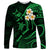 Hawaii Long Sleeve Shirt Kauai Islands Polynesian Sunset Plumeria Green Vibe LT9 Unisex Green - Polynesian Pride