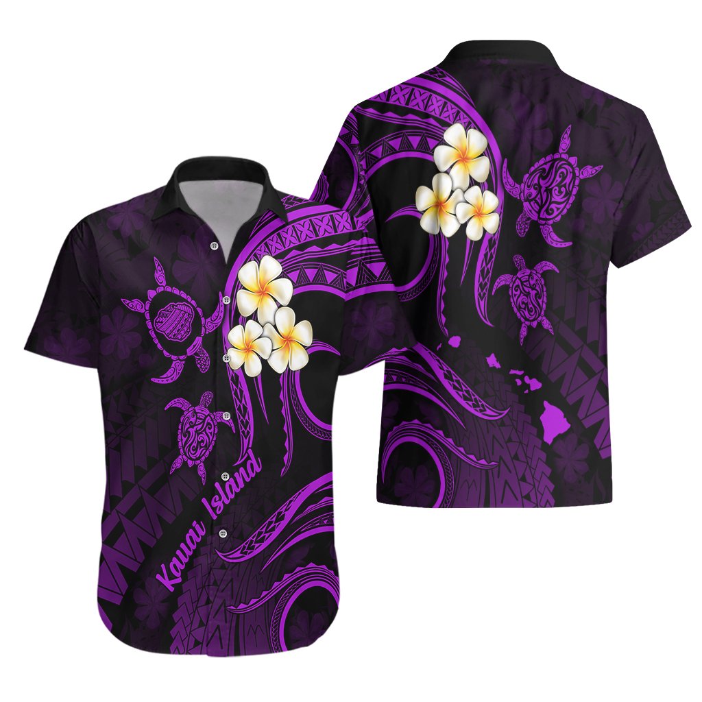Polynesian Hawaii Hawaiian Shirt Kauai Islands with Pacific Plumeria Purple Vibe LT9 - Polynesian Pride