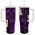 Hawaii Kauai Islands Pacific Plumeria Tumbler With Handle Purple Polynesian Tattoo