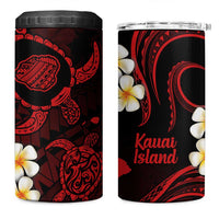 Hawaii Kauai Islands Pacific Plumeria 4 in 1 Can Cooler Tumbler Red Polynesian Tattoo