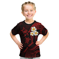 Polynesian Hawaii Kid T Shirt Kauai Islands with Pacific Plumeria Red Vibe LT9 Red - Polynesian Pride