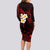 Polynesian Hawaii Long Sleeve Bodycon Dress Kauai Islands with Pacific Plumeria Red Vibe LT9 - Polynesian Pride