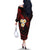 Polynesian Hawaii Off The Shoulder Long Sleeve Dress Kauai Islands with Pacific Plumeria Red Vibe LT9 - Polynesian Pride