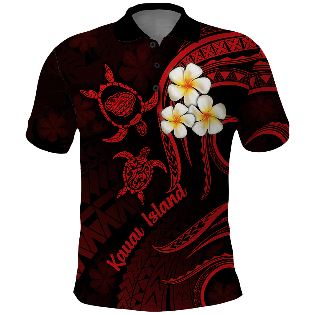 Polynesian Hawaii Polo Shirt Kauai Islands with Pacific Plumeria Red Vibe LT9 Red - Polynesian Pride
