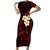 Polynesian Hawaii Short Sleeve Bodycon Dress Kauai Islands with Pacific Plumeria Red Vibe LT9 Long Dress Red - Polynesian Pride