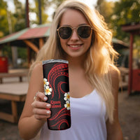 Hawaii Kauai Islands Pacific Plumeria Skinny Tumbler Red Polynesian Tattoo LT9 - Polynesian Pride