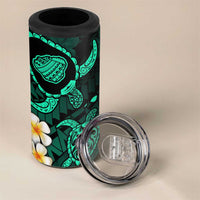 Hawaii Kauai Islands Pacific Plumeria 4 in 1 Can Cooler Tumbler Turquoise Polynesian Tattoo