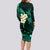 Polynesian Hawaii Long Sleeve Bodycon Dress Kauai Islands with Pacific Plumeria Turquoise Vibe LT9 - Polynesian Pride