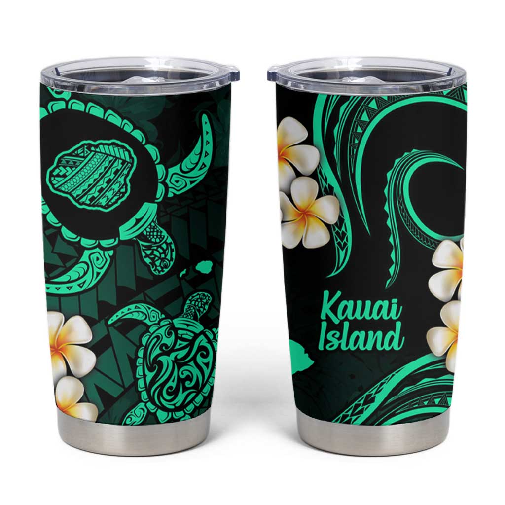 Hawaii Kauai Islands Pacific Plumeria Tumbler Cup Turquoise Polynesian Tattoo LT9 Turquoise - Polynesian Pride