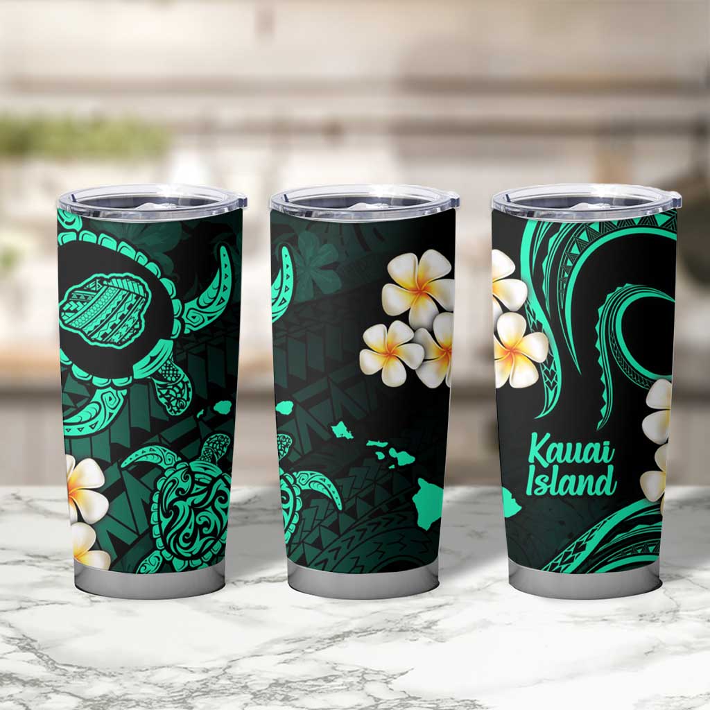 Hawaii Kauai Islands Pacific Plumeria Tumbler Cup Turquoise Polynesian Tattoo LT9 - Polynesian Pride