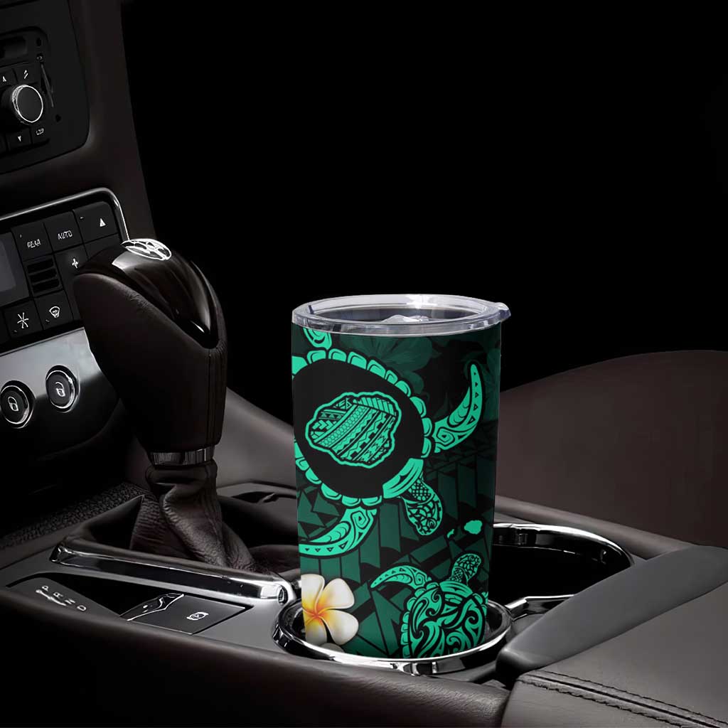 Hawaii Kauai Islands Pacific Plumeria Tumbler Cup Turquoise Polynesian Tattoo LT9 - Polynesian Pride