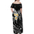 Polynesian Hawaii Off Shoulder Maxi Dress Kauai Islands with Pacific Plumeria White Vibe LT9 - Polynesian Pride