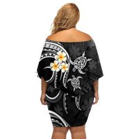 Polynesian Hawaii Off Shoulder Short Dress Kauai Islands with Pacific Plumeria White Vibe LT9 - Polynesian Pride