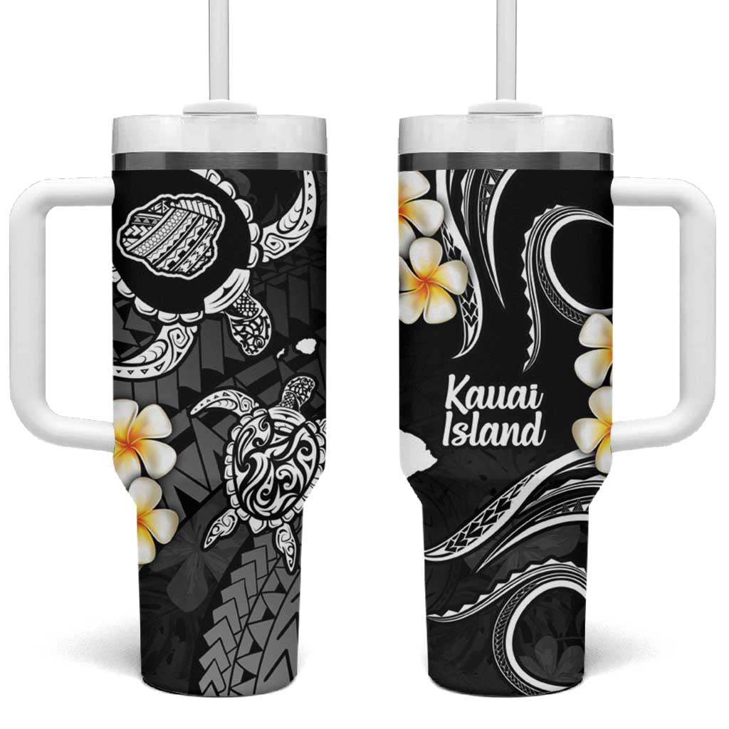 Hawaii Kauai Islands Pacific Plumeria Tumbler With Handle White Polynesian Tattoo