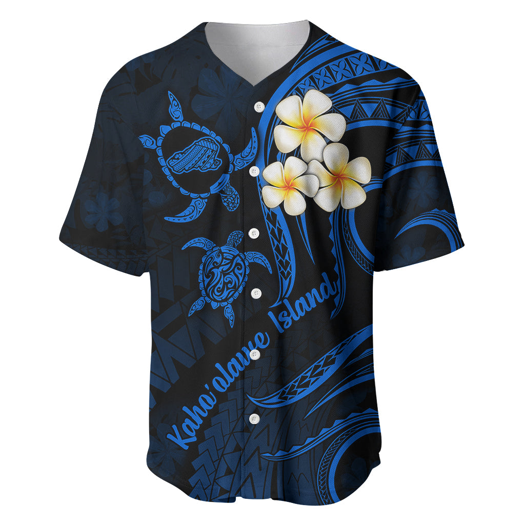 Hawaii Baseball Jersey Kahoolawe Islands Polynesian Sunset Plumeria LT9 Blue - Polynesian Pride