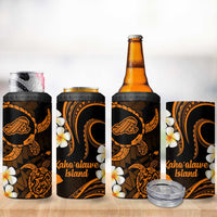 Hawaii Kahoolawe Islands Pacific Plumeria 4 in 1 Can Cooler Tumbler Gold Polynesian Tattoo