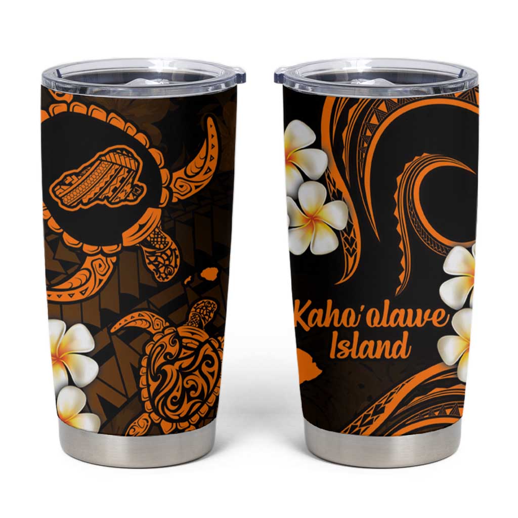 Hawaii Kahoolawe Islands Pacific Plumeria Tumbler Cup Gold Polynesian Tattoo