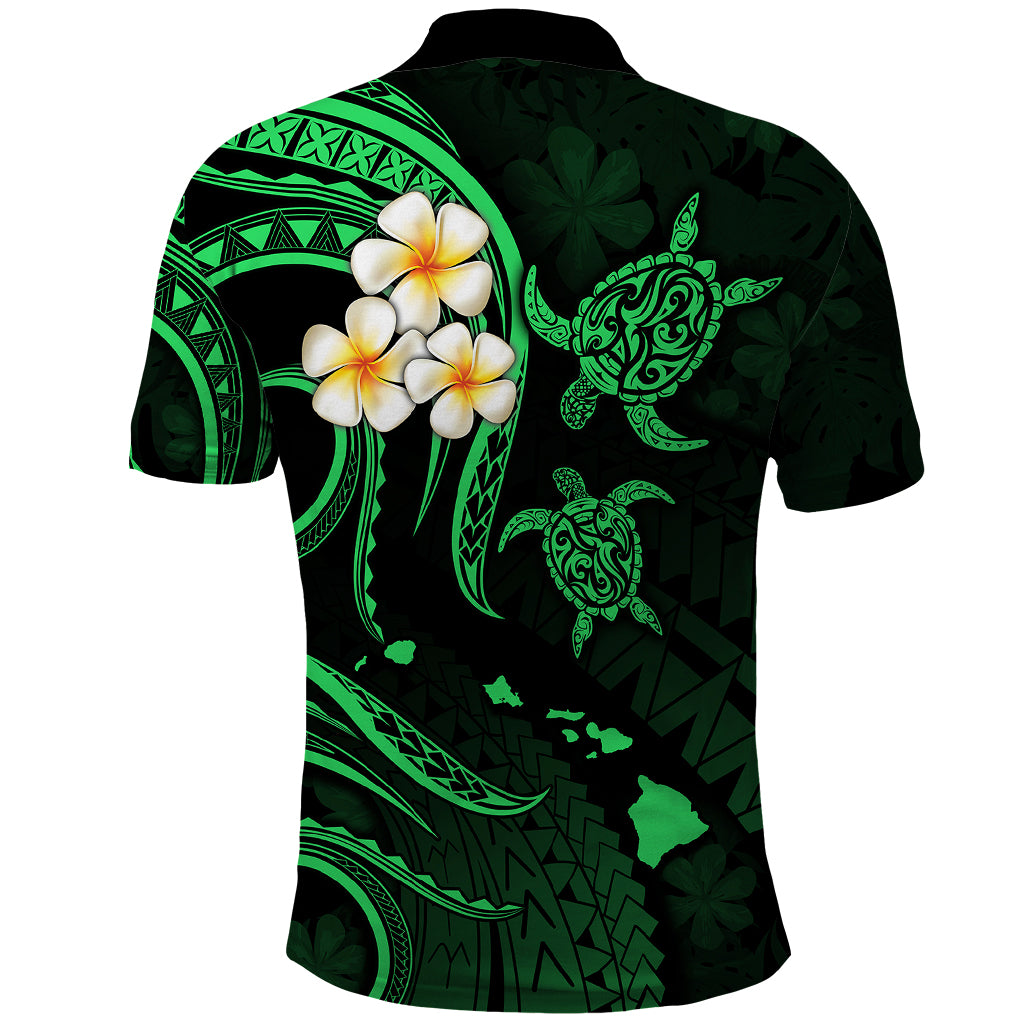 Hawaii Polo Shirt Kahoolawe Islands Polynesian Sunset Plumeria Green Vibe LT9 - Polynesian Pride