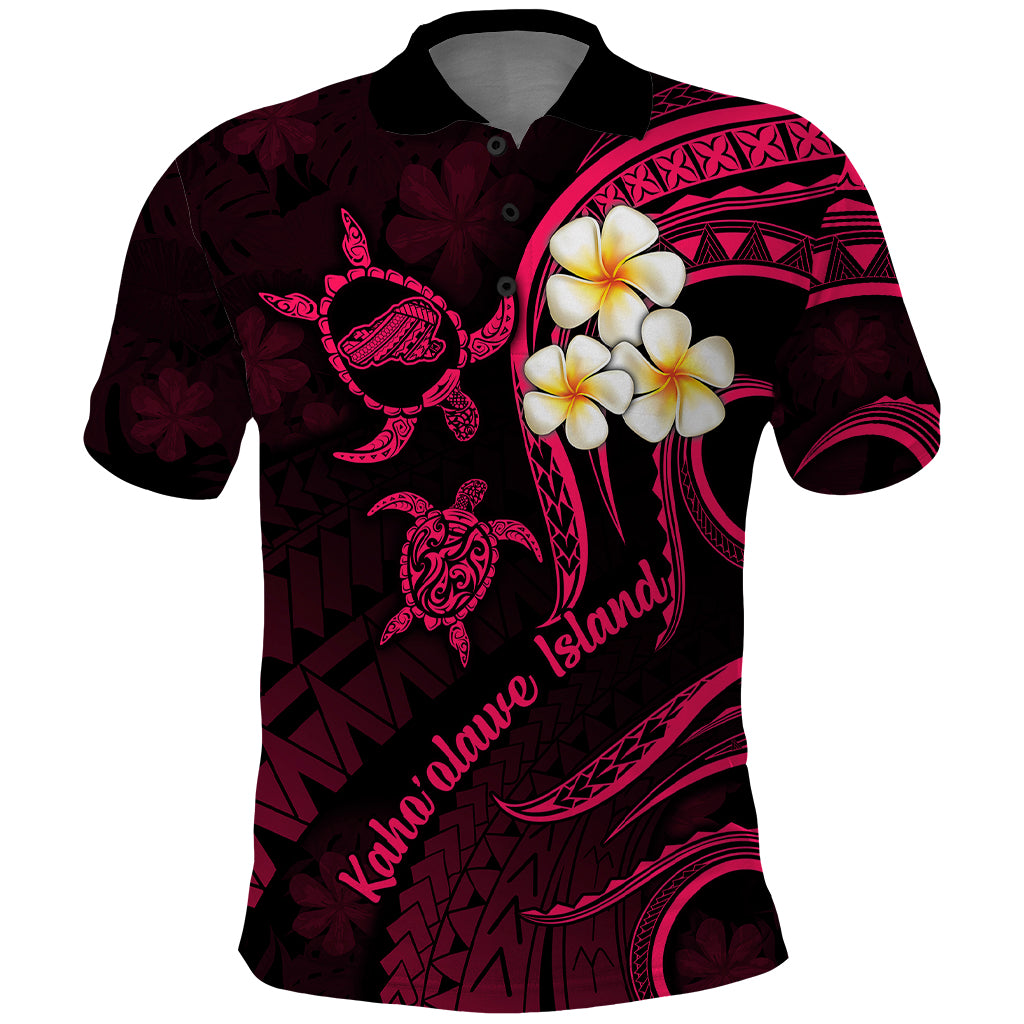 Hawaii Polo Shirt Kahoolawe Islands Polynesian Sunset Plumeria Pink Vibe LT9 Pink - Polynesian Pride