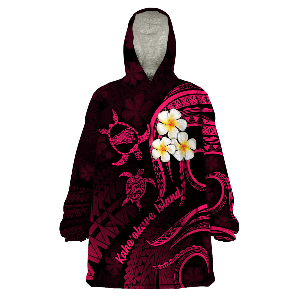 Hawaii Wearable Blanket Hoodie Kahoolawe Islands Polynesian Sunset Plumeria Pink Vibe LT9 One Size Pink - Polynesian Pride