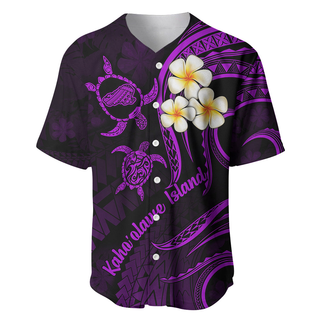 Polynesian Hawaii Baseball Jersey Kahoolawe Islands with Pacific Plumeria Purple Vibe LT9 Purple - Polynesian Pride