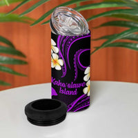 Hawaii Kahoolawe Islands Pacific Plumeria 4 in 1 Can Cooler Tumbler Purple Polynesian Tattoo