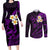 Polynesian Hawaii Couples Long Sleeve Bodycon Dress and Long Sleeve Button Shirts Kahoolawe Islands with Pacific Plumeria Purple Vibe LT9 Purple - Polynesian Pride