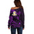 Polynesian Hawaii Off Shoulder Sweater Kahoolawe Islands with Pacific Plumeria Purple Vibe LT9 - Polynesian Pride