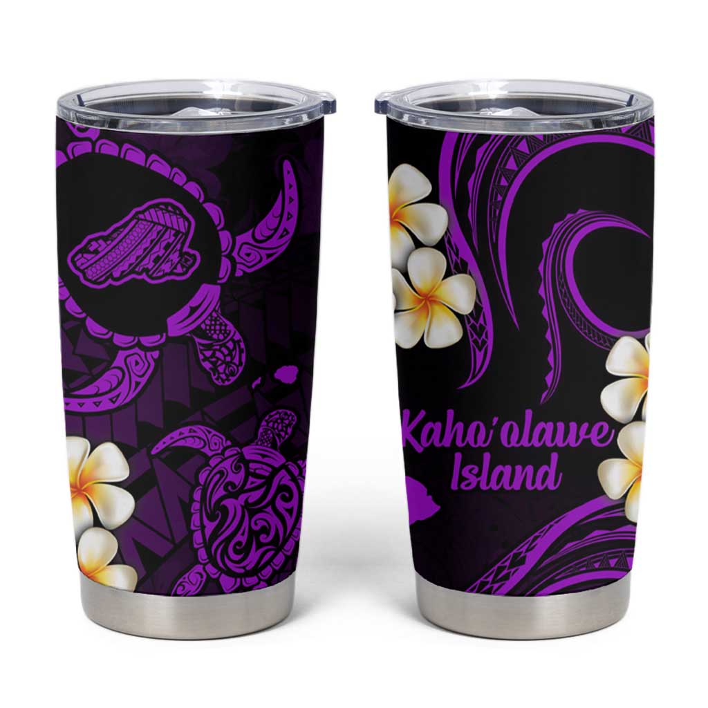 Hawaii Kahoolawe Islands Pacific Plumeria Tumbler Cup Purple Polynesian Tattoo