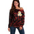 Polynesian Hawaii Off Shoulder Sweater Kahoolawe Islands with Pacific Plumeria Red Vibe LT9 Women Red - Polynesian Pride