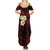 Polynesian Hawaii Summer Maxi Dress Kahoolawe Islands with Pacific Plumeria Red Vibe LT9 - Polynesian Pride