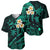 Polynesian Hawaii Baseball Jersey Kahoolawe Islands with Pacific Plumeria Turquoise Vibe LT9 - Polynesian Pride