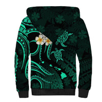 Polynesian Hawaii Sherpa Hoodie Kahoolawe Islands with Pacific Plumeria Turquoise Vibe LT9 - Polynesian Pride