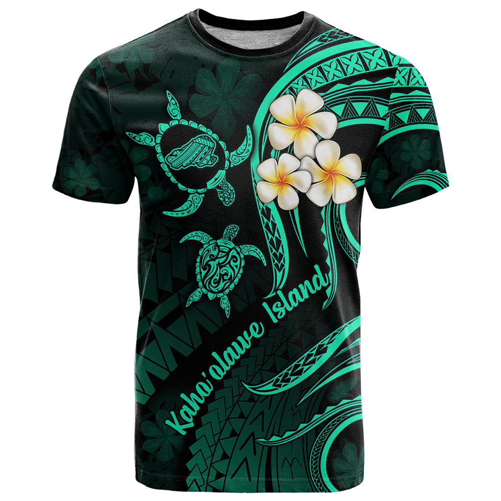 Polynesian Hawaii T Shirt Kahoolawe Islands with Pacific Plumeria Turquoise Vibe LT9 Turquoise - Polynesian Pride