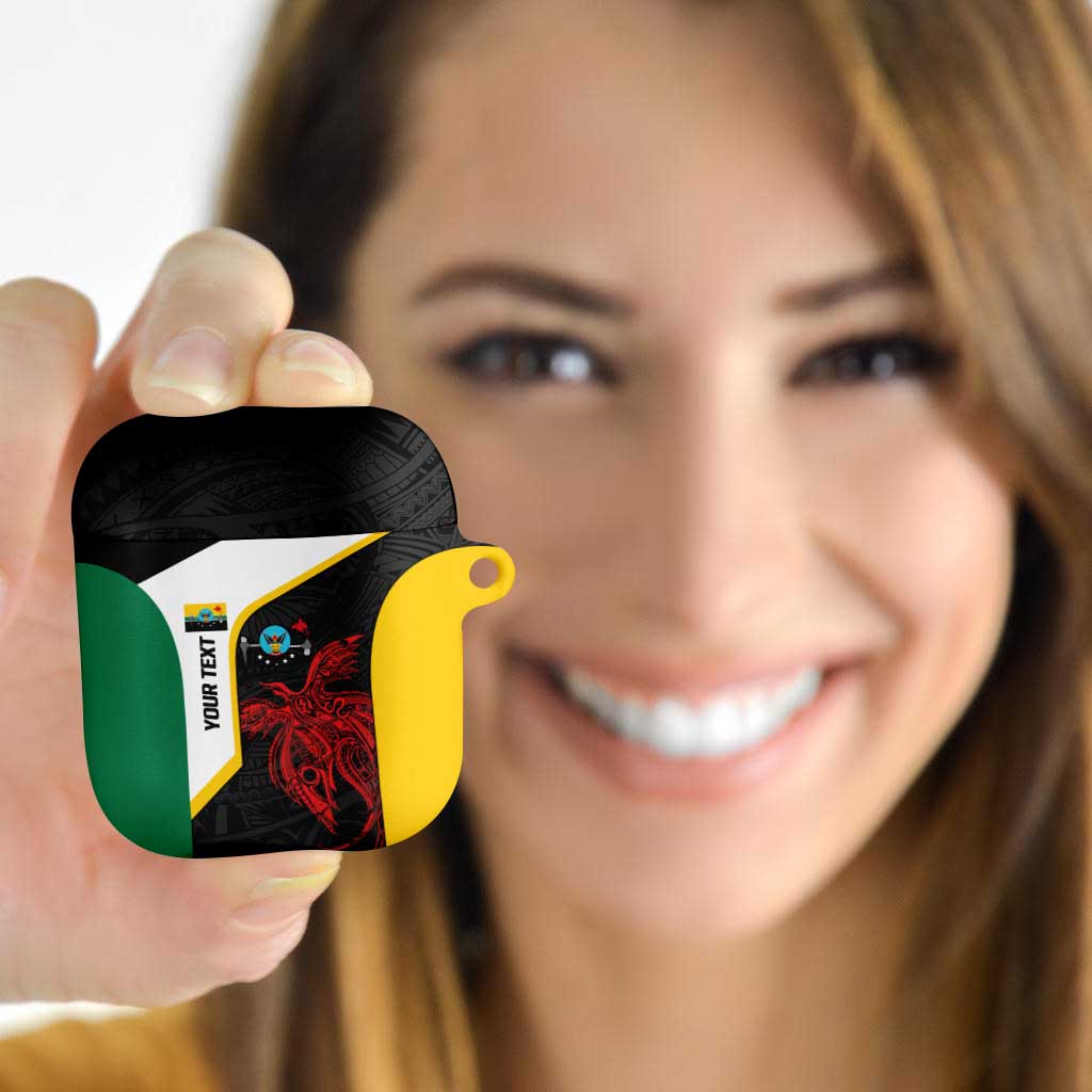 Personalised PNG Hela Province AirPods Case Bird of Paradise Tattoo Flag Motif - Polynesian Pride