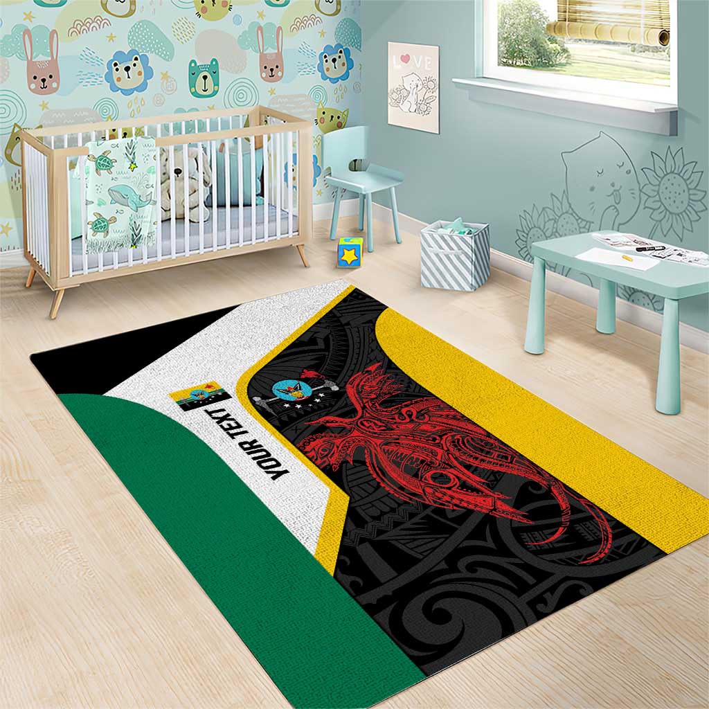 Personalised PNG Hela Province Area Rug Bird of Paradise Tattoo Flag Motif - Polynesian Pride