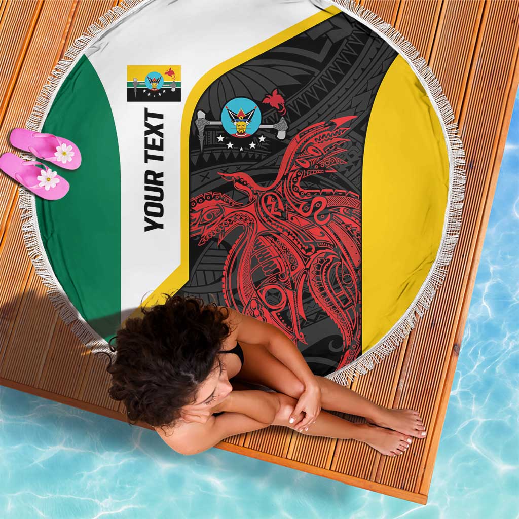 Personalised PNG Hela Province Beach Blanket Bird of Paradise Tattoo Flag Motif LT9 - Polynesian Pride